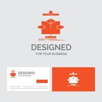 Business logo template for Algorithm. chart. data. diagram. flow. Orange Visiting Cards with Brand logo template. vector