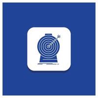 Blue Round Button for Aim. focus. goal. target. targeting Glyph icon vector