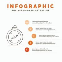 compass. direction. navigation. gps. location Infographics Template for Website and Presentation. Line Gray icon with Orange infographic style vector illustration