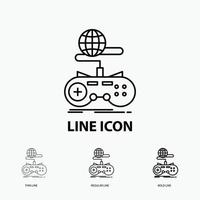 Game. gaming. internet. multiplayer. online Icon in Thin. Regular and Bold Line Style. Vector illustration