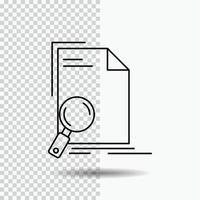 Analysis. document. file. find. page Line Icon on Transparent Background. Black Icon Vector Illustration