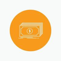 Cash. dollar. finance. funds. money White Line Icon in Circle background. vector icon illustration