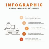 delivery. time. shipping. transport. truck Infographics Template for Website and Presentation. Line Gray icon with Orange infographic style vector illustration