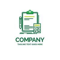 Accounting. banking. calculator. finance. Audit Flat Business Logo template. Creative Green Brand Name Design. vector