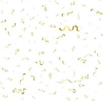 Golden Confetti And Streamer Ribbon Falling On Transparent Background. Vector