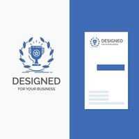 Business Logo for award. cup. prize. reward. victory. Vertical Blue Business .Visiting Card template. vector