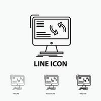 synchronization. sync. information. data. computer Icon in Thin. Regular and Bold Line Style. Vector illustration