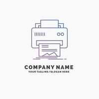 Digital. printer. printing. hardware. paper Purple Business Logo Template. Place for Tagline vector