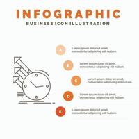 detección. inspección. de. regularidades. plantilla de infografía de investigación para sitio web y presentación. icono de línea gris con ilustración de vector de estilo infográfico naranja