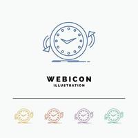 Backup. clock. clockwise. counter. time 5 Color Line Web Icon Template isolated on white. Vector illustration