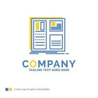 Design. grid. interface. layout. ui Blue Yellow Business Logo template. Creative Design Template Place for Tagline. vector