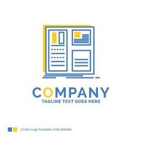 Design. grid. interface. layout. ui Blue Yellow Business Logo template. Creative Design Template Place for Tagline. vector