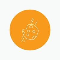 Asteroid. astronomy. meteor. space. comet White Line Icon in Circle background. vector icon illustration