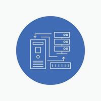 Combination. data. database. electronic. information White Line Icon in Circle background. vector icon illustration