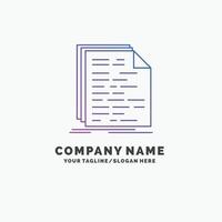 código. codificación. doc. programación. plantilla de logotipo de empresa púrpura script. lugar para el eslogan vector