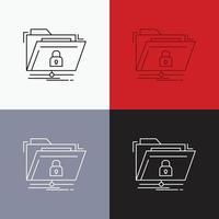 encryption. files. folder. network. secure Icon Over Various Background. Line style design. designed for web and app. Eps 10 vector illustration