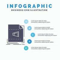 Audio. file. format. music. sound Infographics Template for Website and Presentation. GLyph Gray icon with Blue infographic style vector illustration.