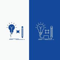 Idea. insight. key. lamp. lightbulb Line and Glyph web Button in Blue color Vertical Banner for UI and UX. website or mobile application vector