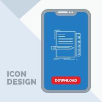 código. codificación. expediente. programación. icono de línea de guión en el móvil para la página de descarga vector