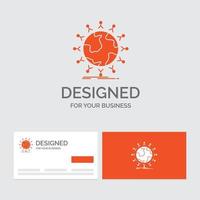 Business logo template for global. student. network. globe. kids. Orange Visiting Cards with Brand logo template. vector