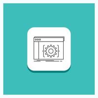 Round Button for Api. app. coding. developer. software Line icon Turquoise Background vector