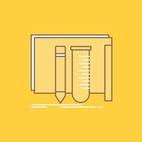 build. equipment. fab. lab. tools Flat Line Filled Icon. Beautiful Logo button over yellow background for UI and UX. website or mobile application vector