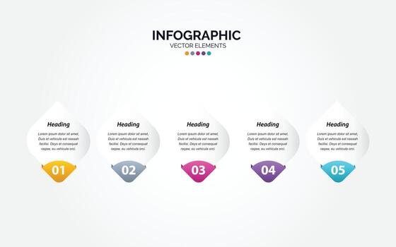 Elements for Horizontal Infographic. presentation and chart. steps or processes. options number workflow template design.5 steps. vector