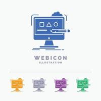 Art. computer. design. digital. studio 5 Color Glyph Web Icon Template isolated on white. Vector illustration