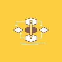 Algorithm. design. method. model. process Flat Line Filled Icon. Beautiful Logo button over yellow background for UI and UX. website or mobile application vector