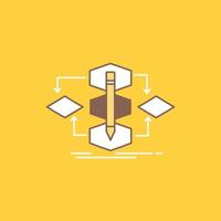 algoritmo. diseño. método. modelo. icono relleno de línea plana de proceso. hermoso botón de logotipo sobre fondo amarillo para ui y ux. sitio web o aplicación móvil vector