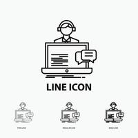 support. chat. customer. service. help Icon in Thin. Regular and Bold Line Style. Vector illustration