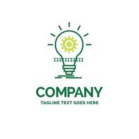 Bulb. develop. idea. innovation. light Flat Business Logo template. Creative Green Brand Name Design. vector