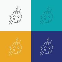 Asteroid. astronomy. meteor. space. comet Icon Over Various Background. Line style design. designed for web and app. Eps 10 vector illustration