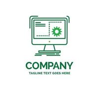 Command. computer. function. process. progress Flat Business Logo template. Creative Green Brand Name Design. vector