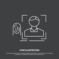 finger. fingerprint. recognition. scan. scanning Icon. Line vector symbol for UI and UX. website or mobile application