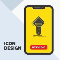 Chemistry. lab. study. test. testing Glyph Icon in Mobile for Download Page. Yellow Background vector