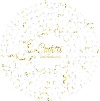 Golden Confetti And Streamer Ribbon Falling On Transparent Background. Vector