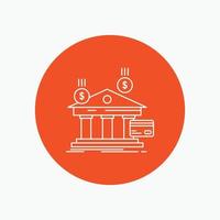 bank. payments. banking. financial. money White Line Icon in Circle background. vector icon illustration