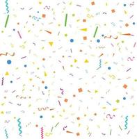 Vector abstract White Background with many falling tiny colorful confetti pieces and ribbon. Carnival. Christmas or New Year decoration colorful party pennants for birthday. festival