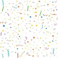 Vector abstract White Background with many falling tiny colorful confetti pieces and ribbon. Carnival. Christmas or New Year decoration colorful party pennants for birthday. festival