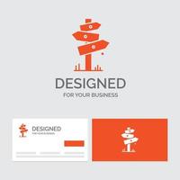 Business logo template for Direction. Board. Camping. Sign. label. Orange Visiting Cards with Brand logo template. vector