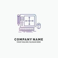 design. Graphic. Tool. Software. web Designing Purple Business Logo Template. Place for Tagline vector