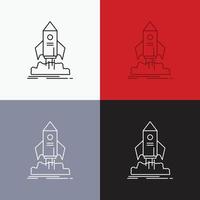 launch. startup. ship. shuttle. mission Icon Over Various Background. Line style design. designed for web and app. Eps 10 vector illustration