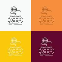 Game. gaming. internet. multiplayer. online Icon Over Various Background. Line style design. designed for web and app. Eps 10 vector illustration