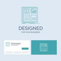 Design. grid. interface. layout. ui Business Logo Line Icon Symbol for your business. Turquoise Business Cards with Brand logo template vector