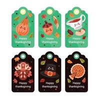 Cute autumn and Thanksgiving gift tags bundle vector