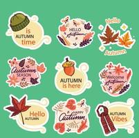 Autumn label set of fall season vector