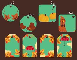 conjunto de lindas etiquetas de regalo de otoño otoño vector