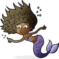 doodle character cartoon mermaid vector