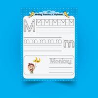 Alphabet tracing worksheet with letter and vocabulary vector